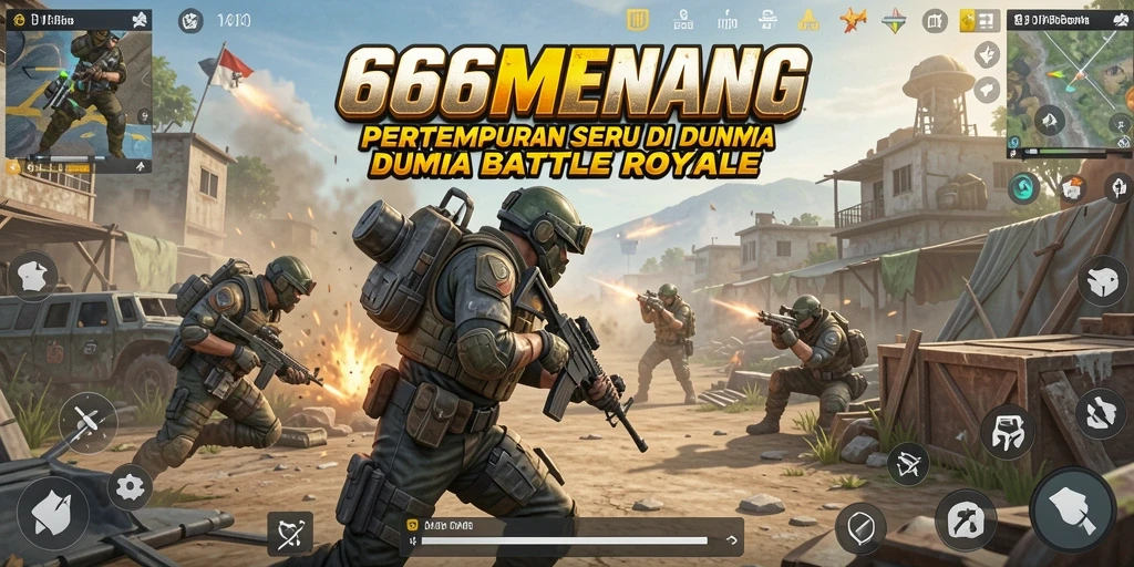 Tampilan seru dari gameplay 666MENANG yang menampilkan aksi Battle Royale.