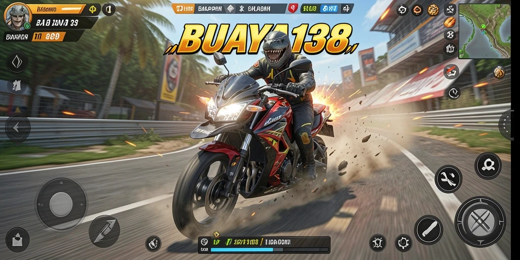 Tampilan menarik dari gameplay balapan motor BUAYA138.