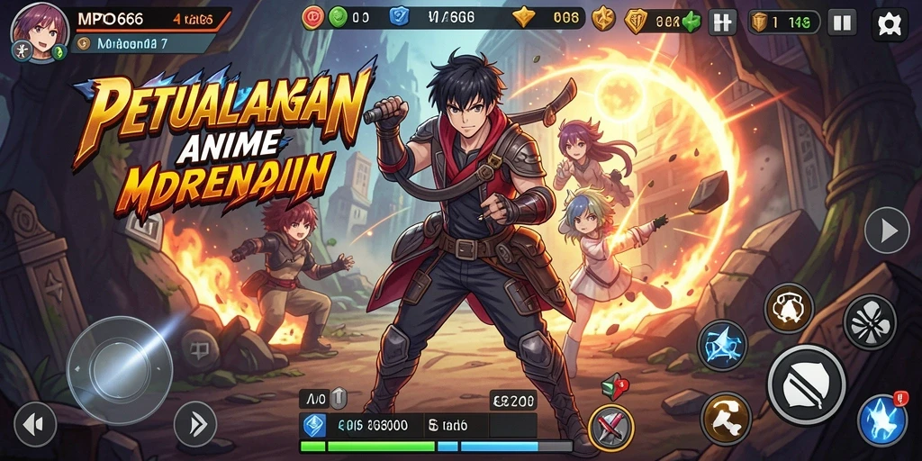 Screenshot gameplay MPO666 menampilkan pertarungan karakter Anime yang seru.