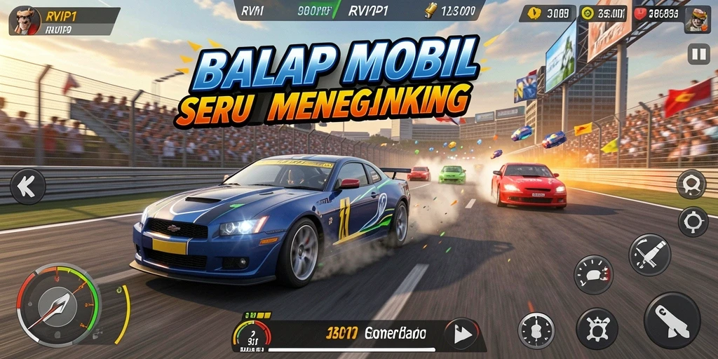 Tampilan menarik dari gameplay balap mobil di RVIP1.