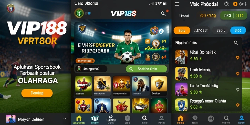 Tampilan utama dari aplikasi VIP188 dengan fitur sportsbook yang menawan.