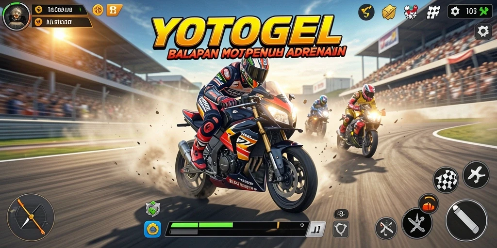 Tampilan gameplay YOTOGEL yang menegangkan dengan balapan motor.